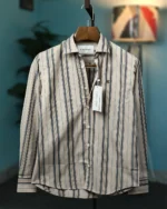 Beige & Navy Multi-Stripe Classic Shirt - Image 2