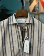 Beige & Navy Multi-Stripe Classic Shirt