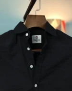 Black Seersucker Casual Shirt