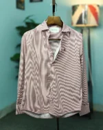Crimson Fine-Stripe Classic Shirt - Image 2