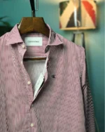 Crimson Fine-Stripe Classic Shirt - Image 3