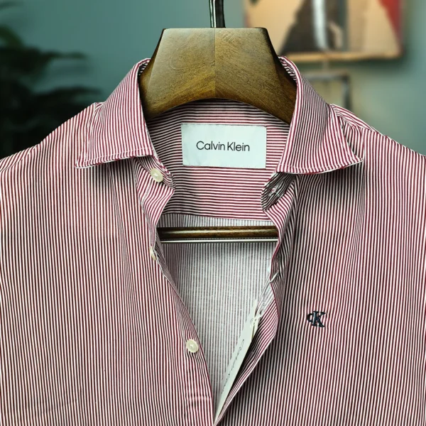 Crimson Fine-Stripe Classic Shirt