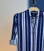 Deep Blue and White Stripe - Image 2