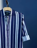 Deep Blue and White Stripe
