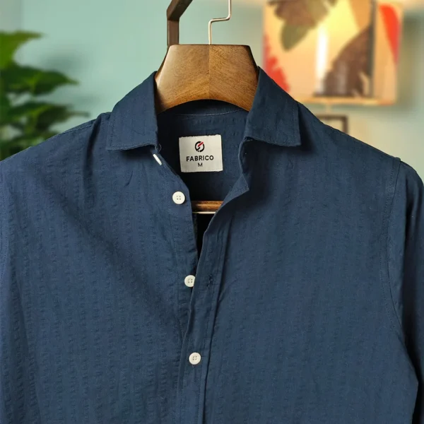 Midnight Blue Seersucker Shirt