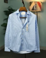 Sky Blue Fine-Stripe Classic Shirt - Image 2