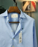 Sky Blue Fine-Stripe Classic Shirt - Image 3
