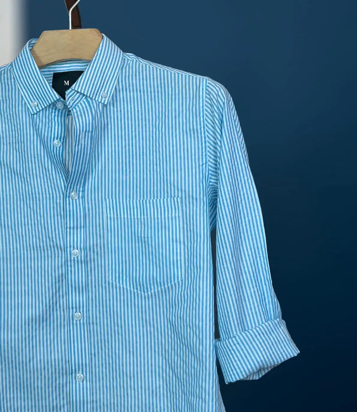 Sky Blue and White Stripe 02.jpg Sky Blue & White Stripe - Image 1