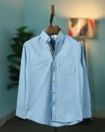 Sky Blue Seersucker Button-Down Shirt - Image 2