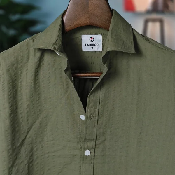 Olive Seersucker Shirt