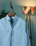 Sky Blue Seersucker Button-Down Shirt - Image 3
