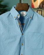 Sky Blue Seersucker Button-Down Shirt
