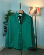 Bottle Green Seersucker Button Down Shirt - Image 2