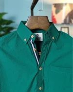 Bottle Green Seersucker Button Down Shirt