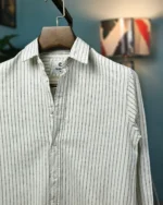 Minimalist Off White Stripe Shirt - Image 3