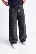 Acid Wash Paneled Wide-Leg Denim - Image 2