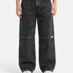 Acid Wash Paneled Wide-Leg Denim