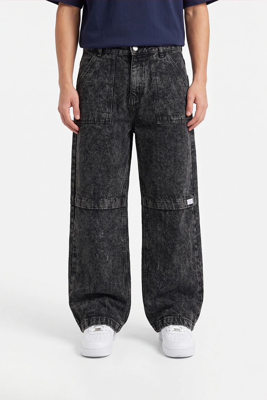 Acid Wash Bershka Baggy 033 Acid Wash Paneled Wide-Leg Denim - Image 1