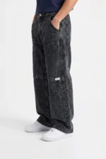 Acid Wash Paneled Wide-Leg Denim - Image 3