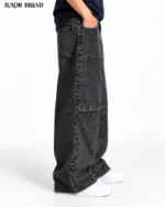 Acid Wash Knee Paneled Wide-Leg Denim - Image 3