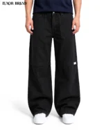 Black Knee Paneled-Wide-Leg Denim - Image 2