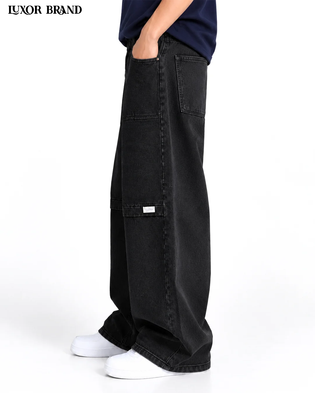Black Paneled-Knee Wide-Leg Denim 15 Black Knee Paneled-Wide-Leg Denim - Image 1