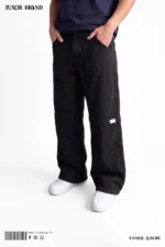 Black Paneled-Knee Wide-Leg Denim - Image 3