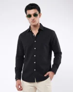 Black Seersucker Casual Shirt