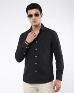 Black Seersucker Casual Shirt - Image 2