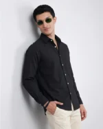 Black Seersucker Casual Shirt - Image 3