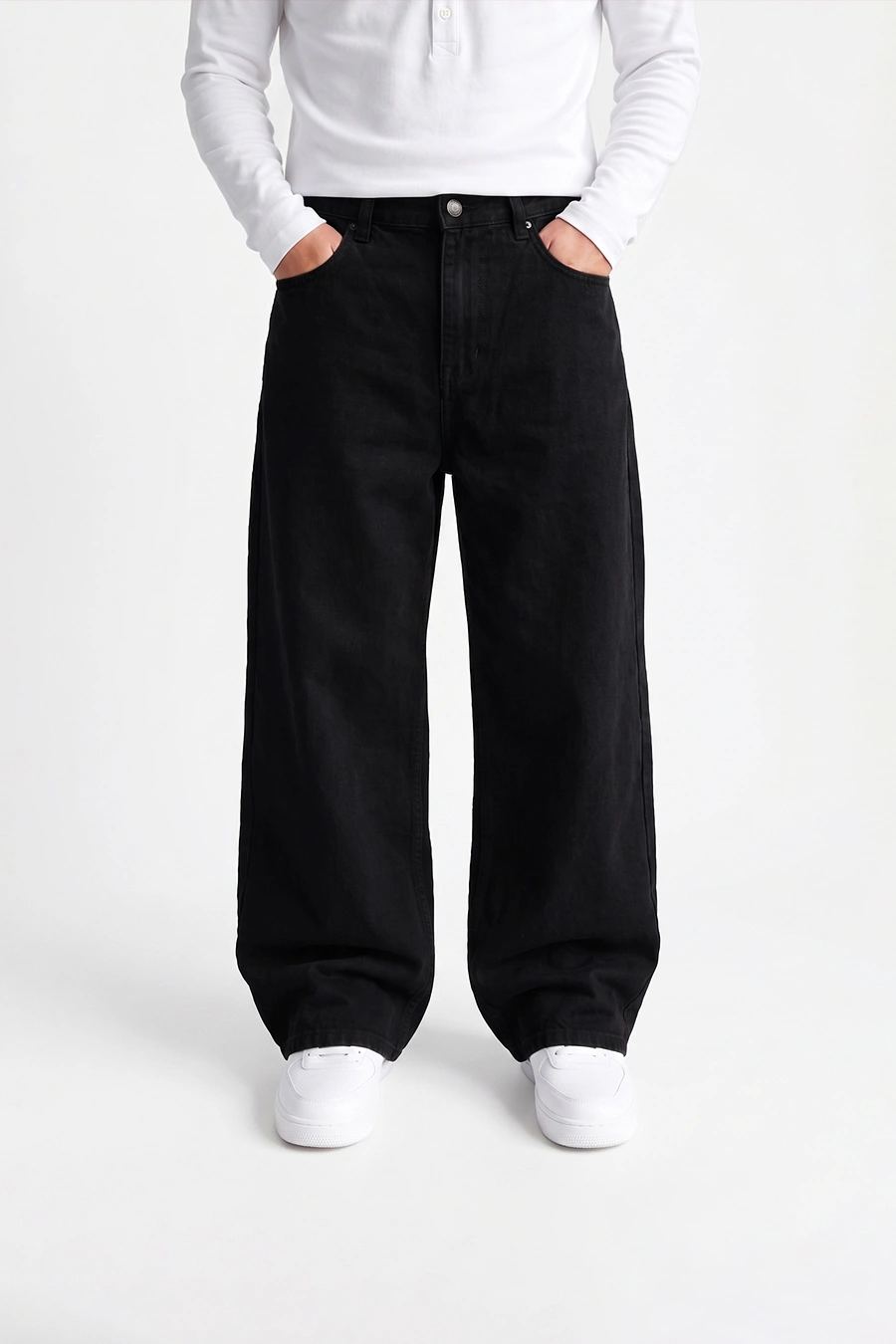 Full Black Baggy 03 Full Black Wide-Leg Denim - Image 1