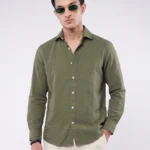Olive Seersucker Shirt
