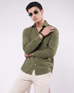 Olive Seersucker Shirt - Image 3