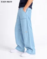 Blue Knee Paneled Wide-Leg Denim - Image 6