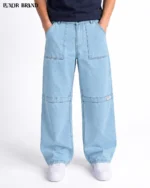 Blue Knee Paneled Wide-Leg Denim - Image 2