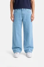 Ice Blue Baggy Wide-Leg Denim
