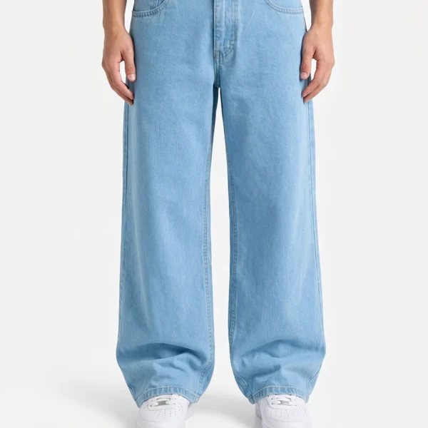 Ice Blue Baggy Wide-Leg Denim