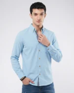 Sky Blue Seersucker Button-Down Shirt - Image 3