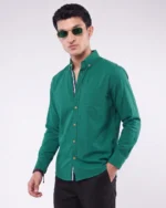 Bottle Green Seersucker Button Down Shirt - Image 3