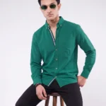 Bottle Green Seersucker Button Down Shirt