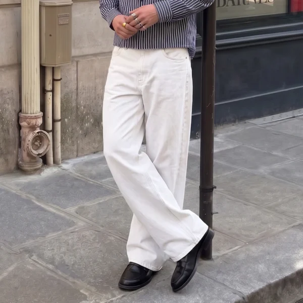 White Wash Wide-Leg Denim