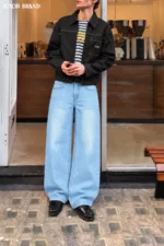 Light Blue Vintage Wash Wide Leg Denim