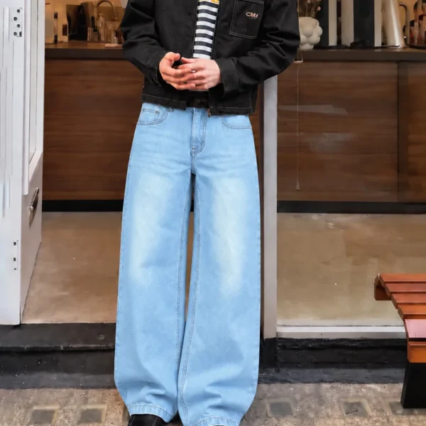 Light Blue Vintage Wash Wide Leg Denim