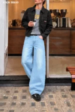 Light Blue Vintage Wash Wide Leg Denim - Image 2